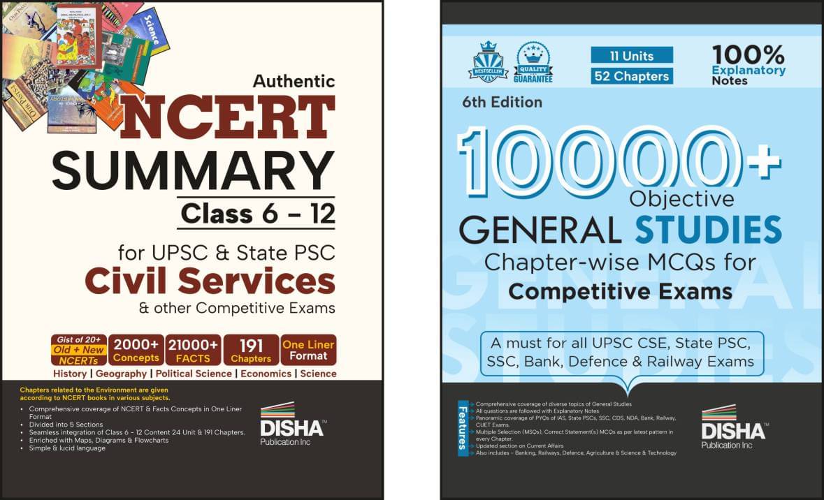 Combo (set of 2 Books) NCERT Summary Class 6 to 12 with 10000+ Objective MCQs for Competitive Exams | General Studies | UPSC, State PSC, CUET, SSC, Ba Combo (set of 2 Books) NCERT Summary Class 6 to 12 with 10000+ Objective MCQs for Competitive Exams | General Studies | UPSC, State PSC, CUET, SSC, Ba