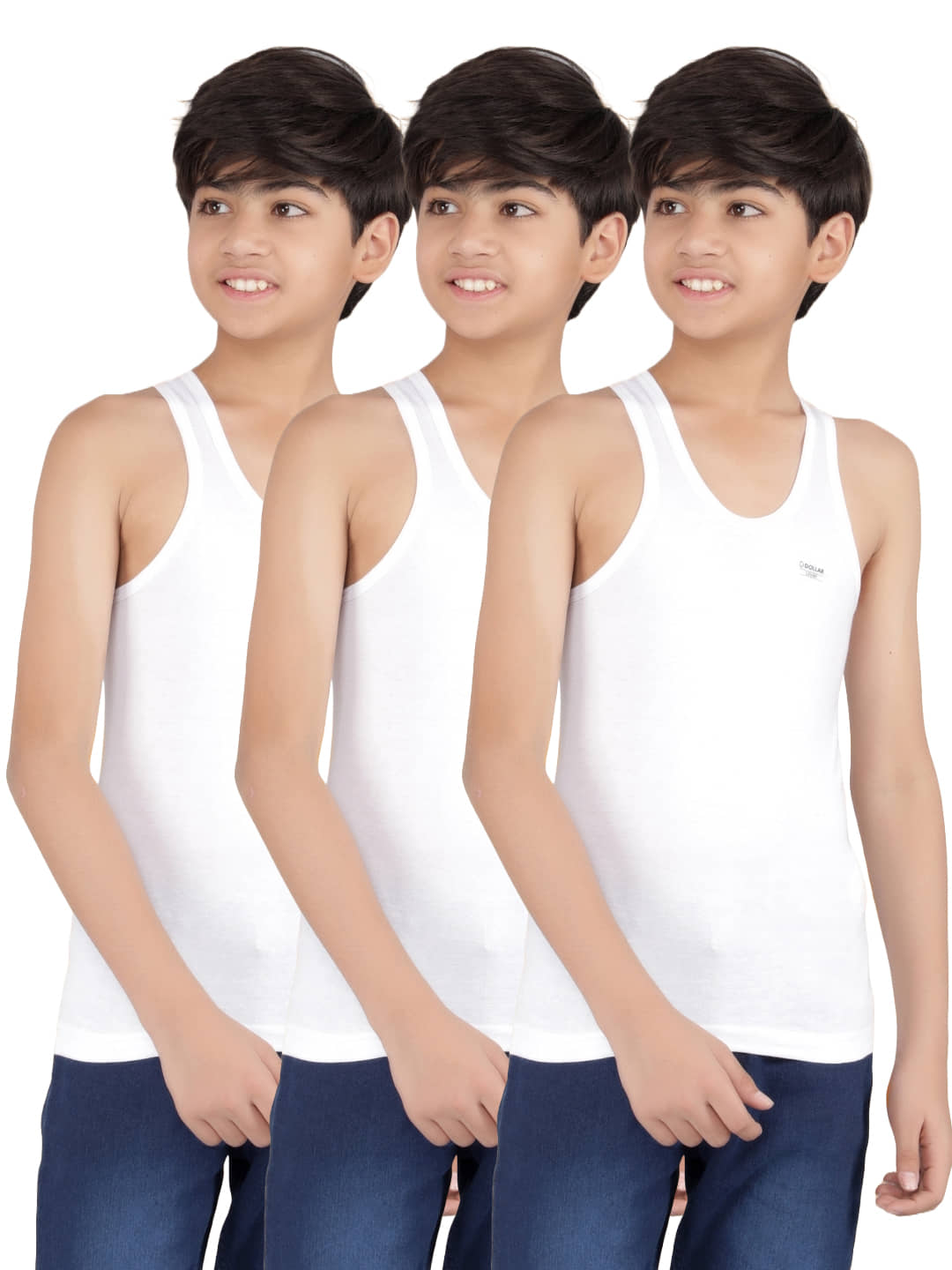 Dollar lehar Pack of 3 Boys Cotton Vest ( White ) - Nightwear & Loungewear | Buy online on ZillyBuy