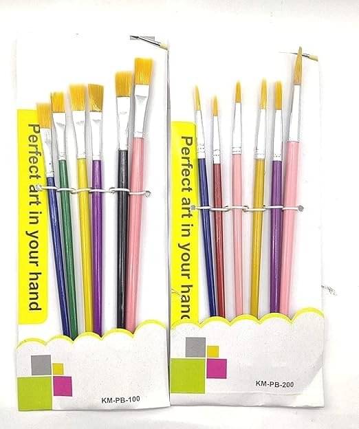 ECLET Paint Brush Combo 6 Flat or 6 Round with Heavy Color Plate(one Brush Free) b ECLET Paint Brush Combo 6 Flat or 6 Round with Heavy Color Plate(one Brush Free) b