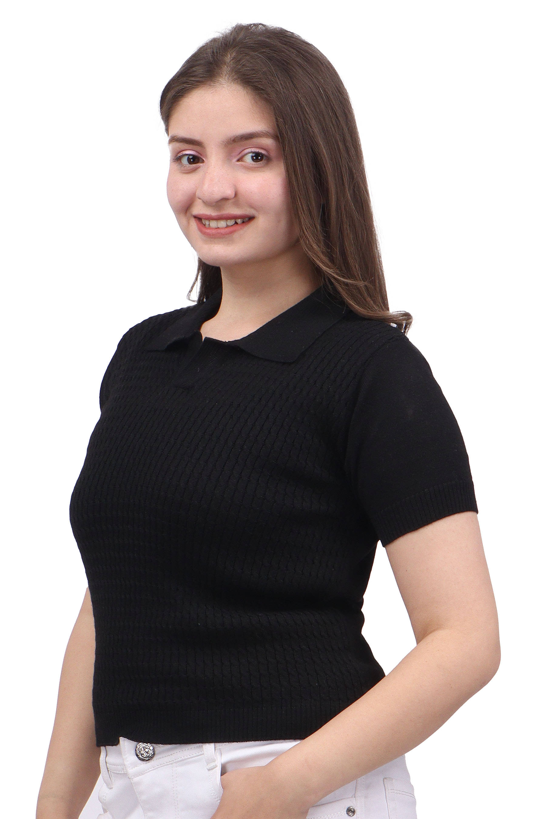 FEVERFEW Women's Cotton Regular Top ( Black )     			FEVERFEW Women's Cotton Regular Top ( Black )