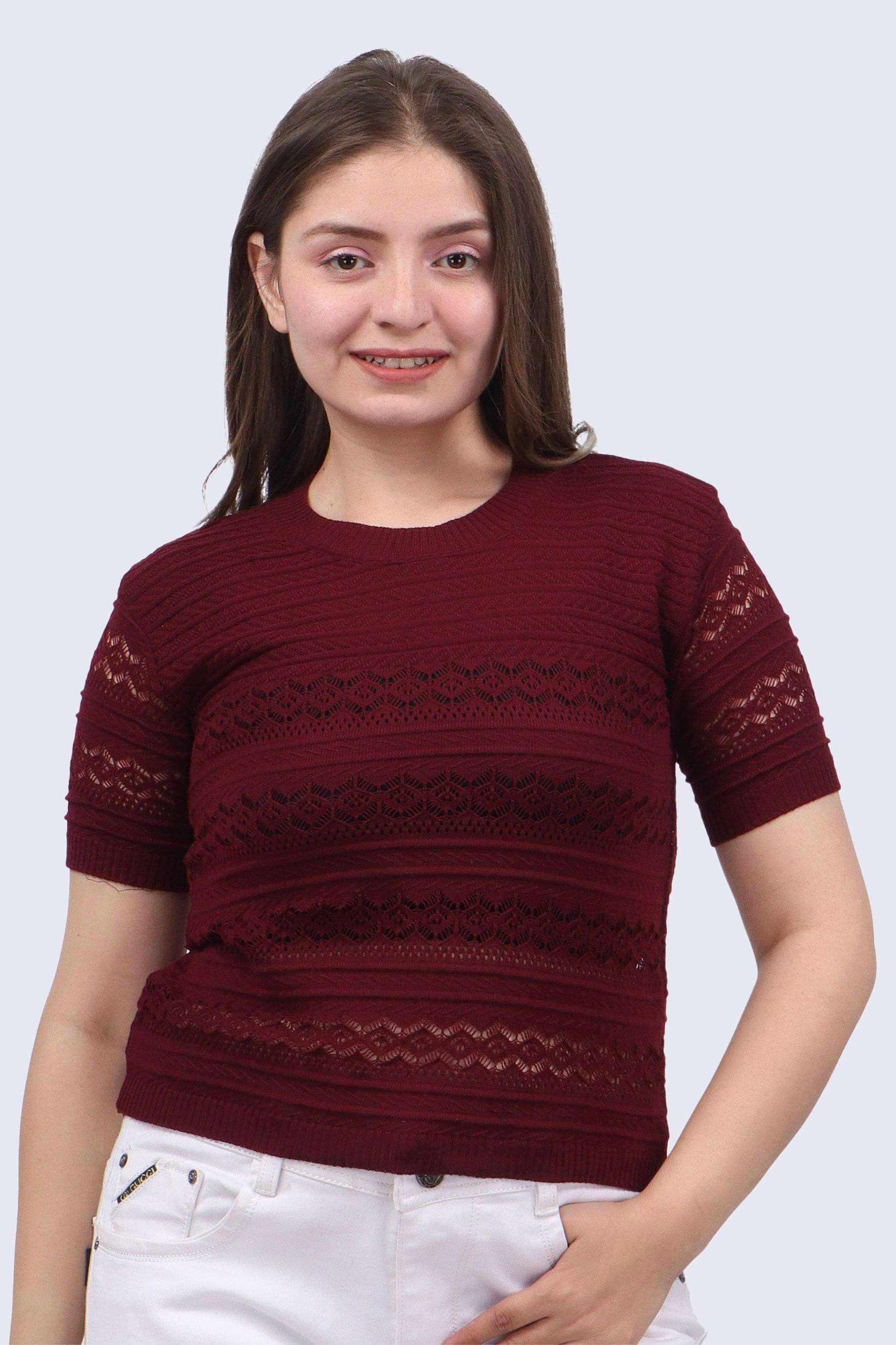     			FEVERFEW Maroon Cotton Women's Regular Top ( Pack of 1 )