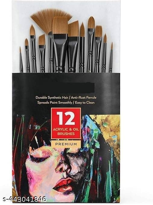 FREEDY Craft Painting Brushes Set of 12 Professional Round Pointed Tip Nylon Hair Artist Acrylic Paint Brush for Acrylic/Watercolor/Oil Painting