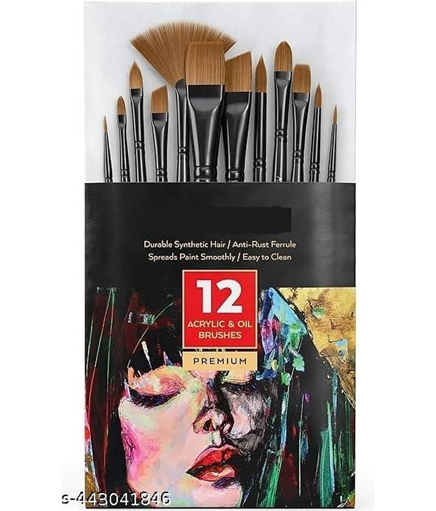 FREEDY Craft Painting Brushes Set of 12 Professional Round Pointed Tip Nylon Hair Artist Acrylic Paint Brush for Acrylic/Watercolor/Oil Painting - Stationery | Buy online on ZillyBuy