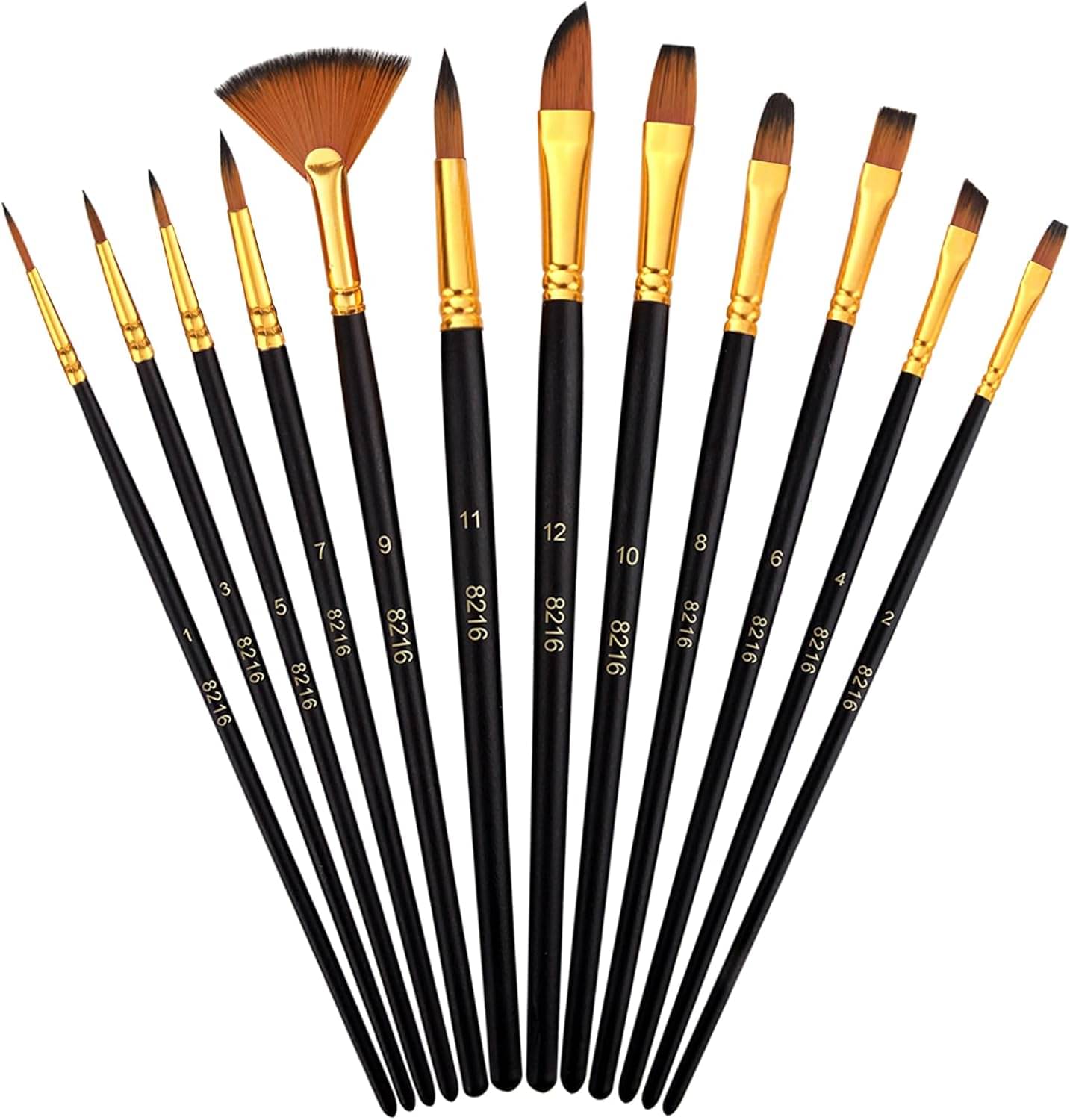FREEDY Craft Painting Brushes Set of 12 Professional Round Pointed Tip Nylon Hair Artist Acrylic Paint Brush for Acrylic/Watercolor/Oil Painting     			FREEDY Craft Painting Brushes Set of 12 Professional Round Pointed Tip Nylon Hair Artist Acrylic Paint Brush for Acrylic/Watercolor/Oil Painting