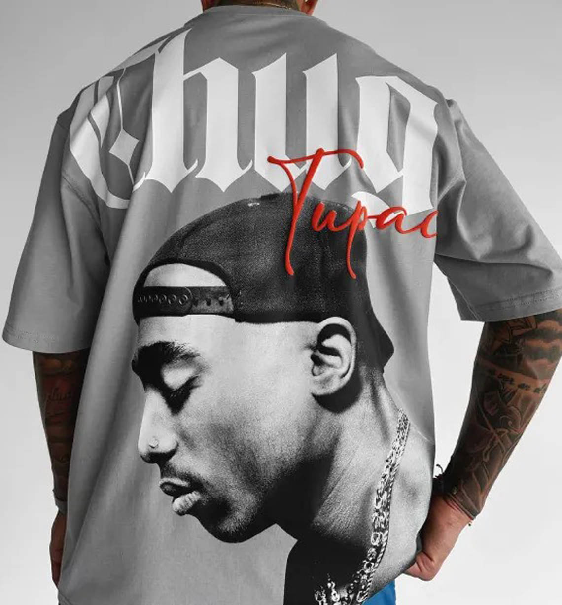     			Force 100% Cotton Oversized Fit Printed Half Sleeves Men's Round T-Shirt - Grey ( Pack of 1 )