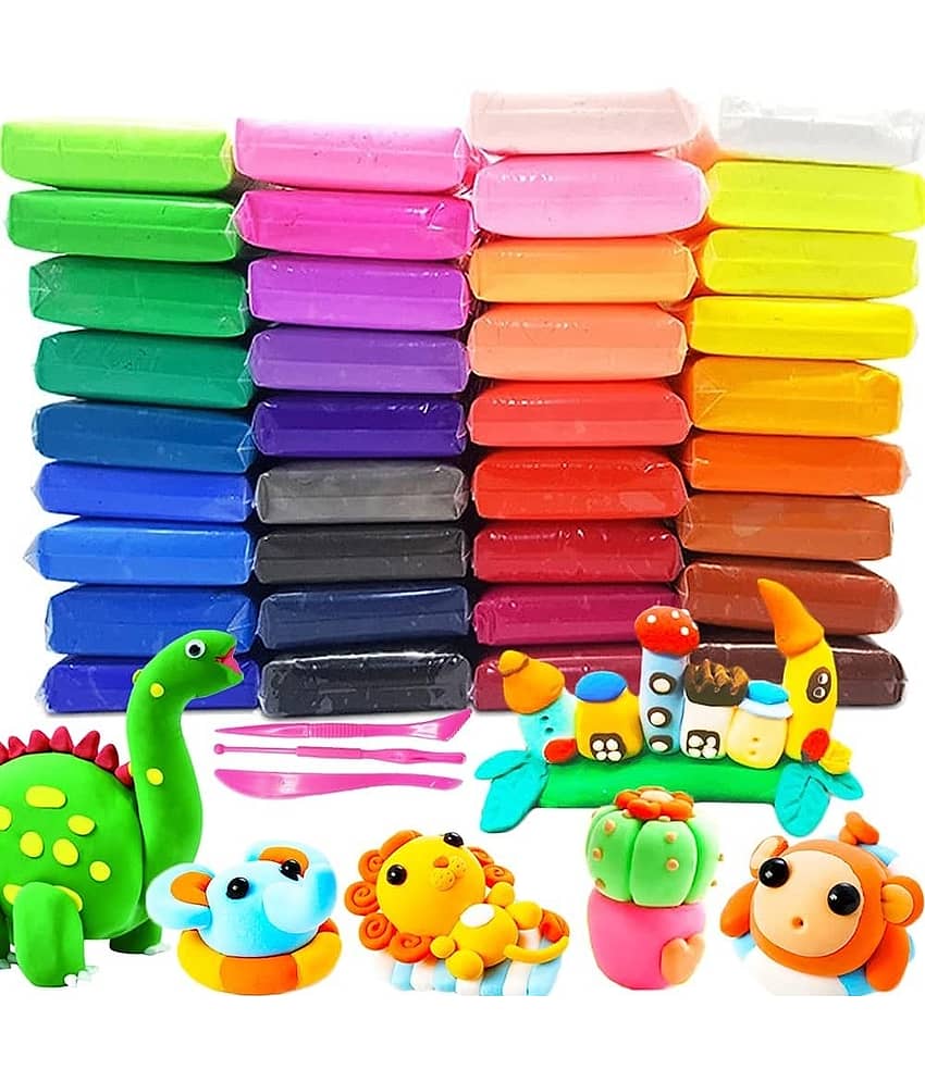 Freedy (Pack of 12) Air Dry Clay, Colorful Children Soft Clay, Creative Art Crafts, Gifts for Kids-Multi Color. Non-Toxic Modeling Magic Fluffy Foam Bouncing Clay Putty Kit for Kids with Tools - Stationery | Buy online on ZillyBuy