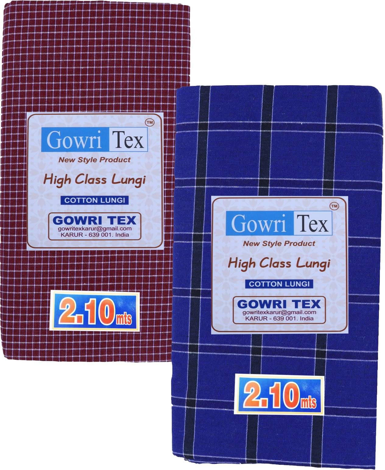 GOWRI TEX Cotton Blend Men's Lungi Multicolor ( Pack of 2 ) GOWRI TEX Cotton Blend Men's Lungi Multicolor ( Pack of 2 )
