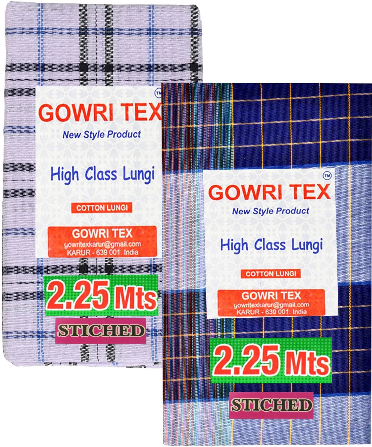     			GOWRI TEX Cotton Blend Men's Lungi Multicolor ( Pack of 2 )