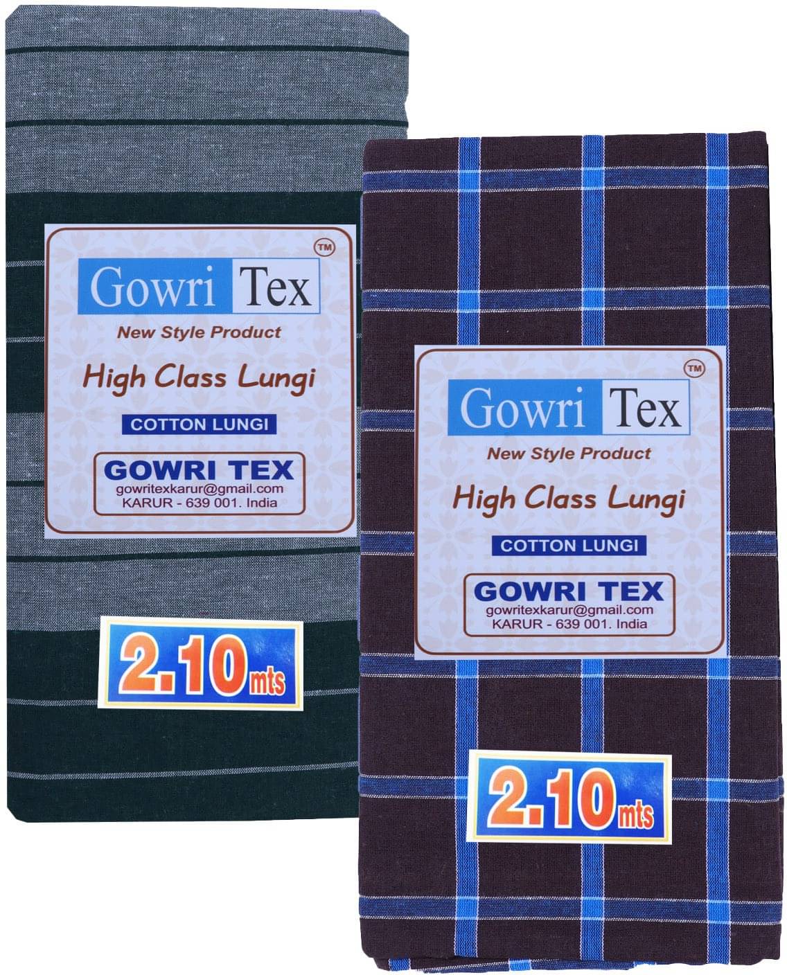 GOWRI TEX Cotton Blend Men's Lungi Multicolor ( Pack of 2 ) GOWRI TEX Cotton Blend Men's Lungi Multicolor ( Pack of 2 )