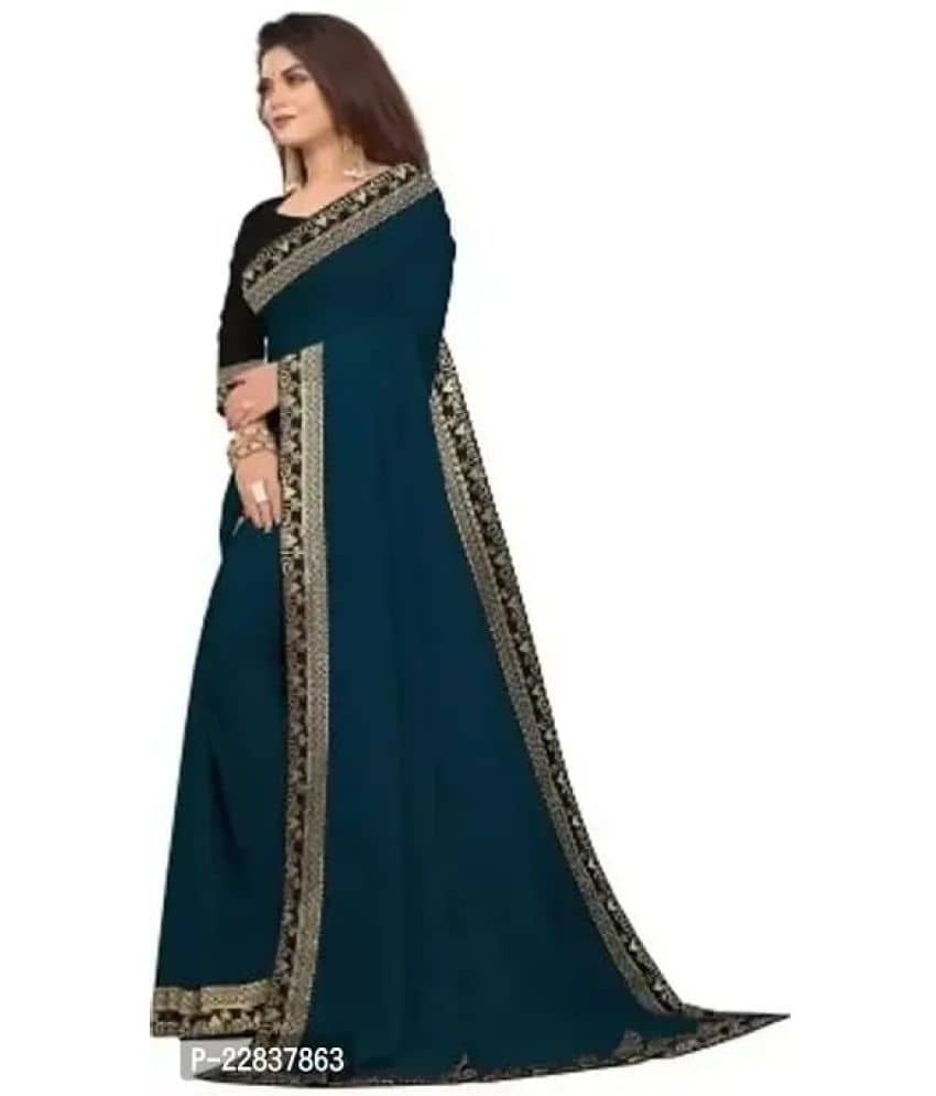 Gullak Art Silk Dyed Saree With Unstitched Blouse Piece ( Teal ) - Sarees | Buy online on ZillyBuy