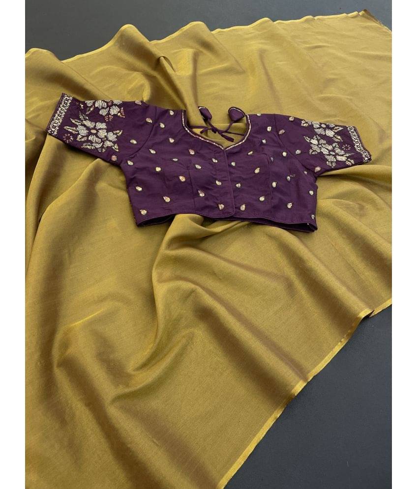     			Gullak Art Silk Self Design Saree With Unstitched Blouse Piece ( Brown )