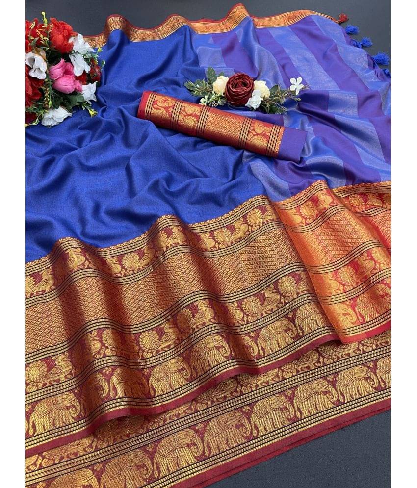 Gullak Art Silk Self Design Saree With Unstitched Blouse Piece ( Blue ) Gullak Art Silk Self Design Saree With Unstitched Blouse Piece ( Blue )