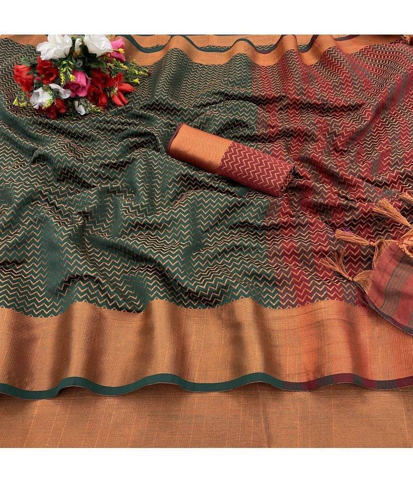 Gullak Art Silk Self Design Saree With Unstitched Blouse Piece ( Green ) Gullak Art Silk Self Design Saree With Unstitched Blouse Piece ( Green )