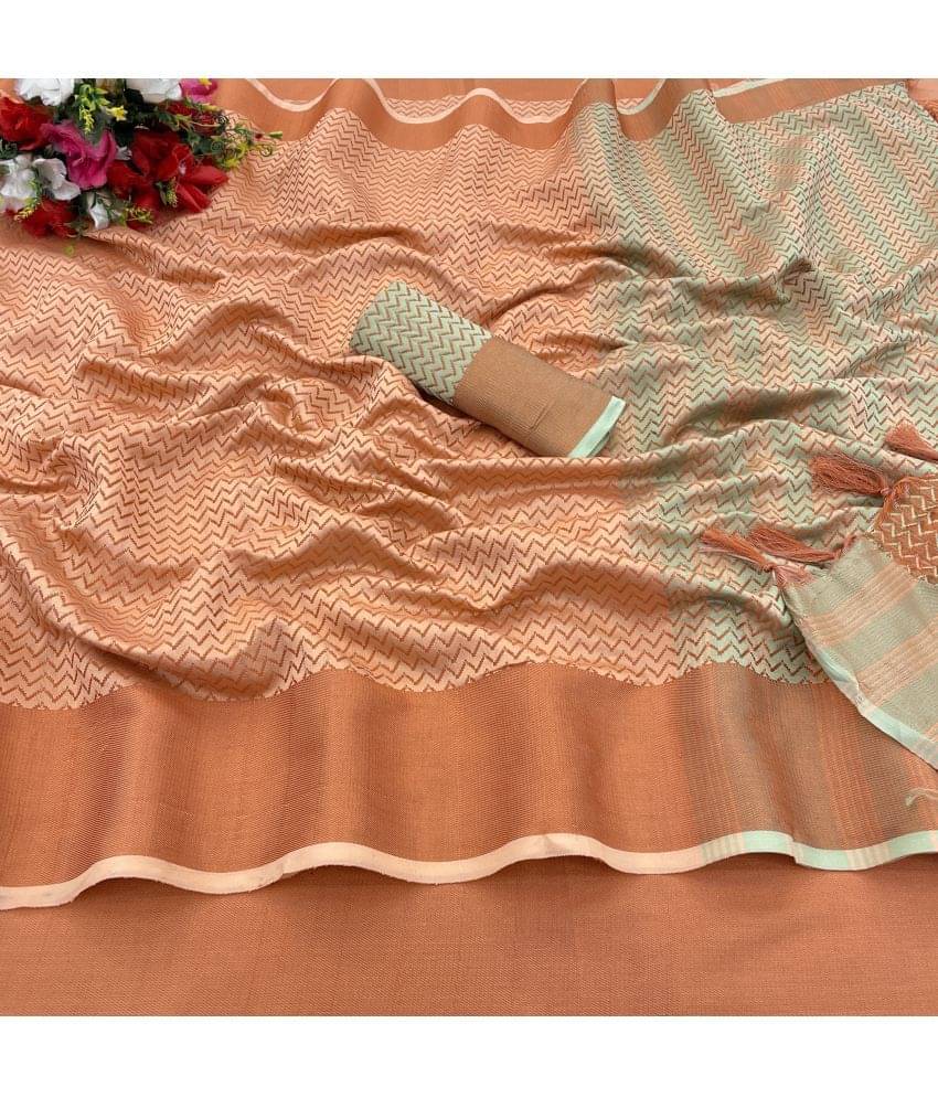 Gullak Art Silk Self Design Saree With Unstitched Blouse Piece ( Peach ) Gullak Art Silk Self Design Saree With Unstitched Blouse Piece ( Peach )