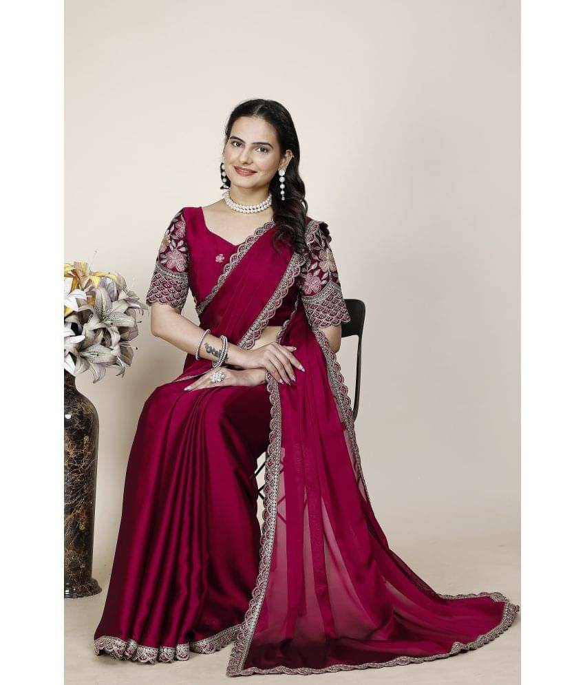 Gullak Chiffon Embroidered Saree With Unstitched Blouse Piece ( Pink ) Gullak Chiffon Embroidered Saree With Unstitched Blouse Piece ( Pink )