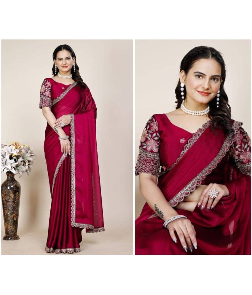 Gullak Chiffon Embroidered Saree With Unstitched Blouse Piece ( Pink ) Gullak Chiffon Embroidered Saree With Unstitched Blouse Piece ( Pink )