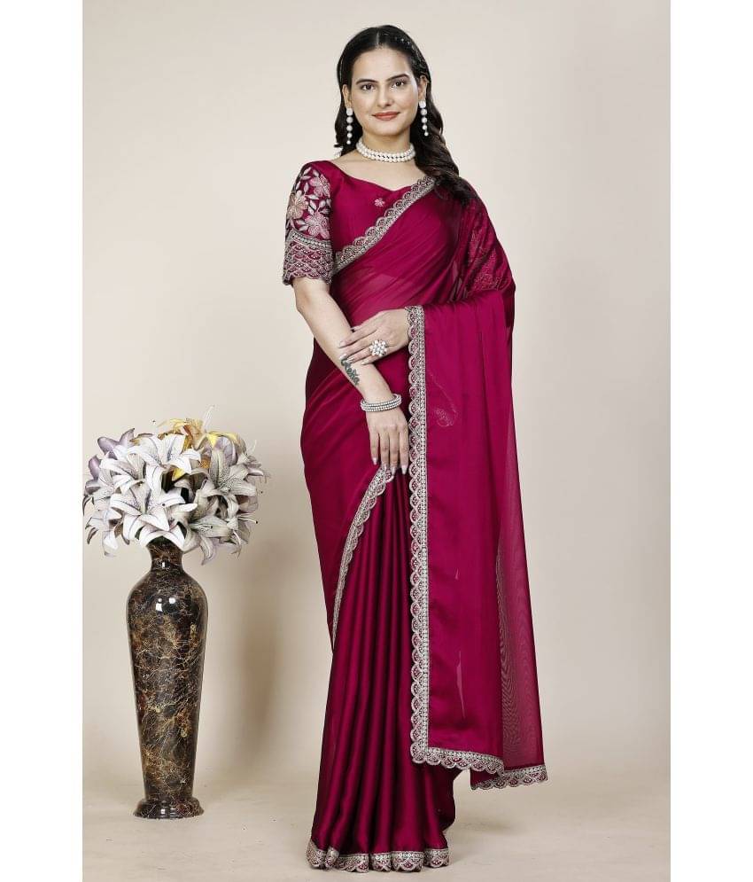 Gullak Chiffon Embroidered Saree With Unstitched Blouse Piece ( Pink ) Gullak Chiffon Embroidered Saree With Unstitched Blouse Piece ( Pink )
