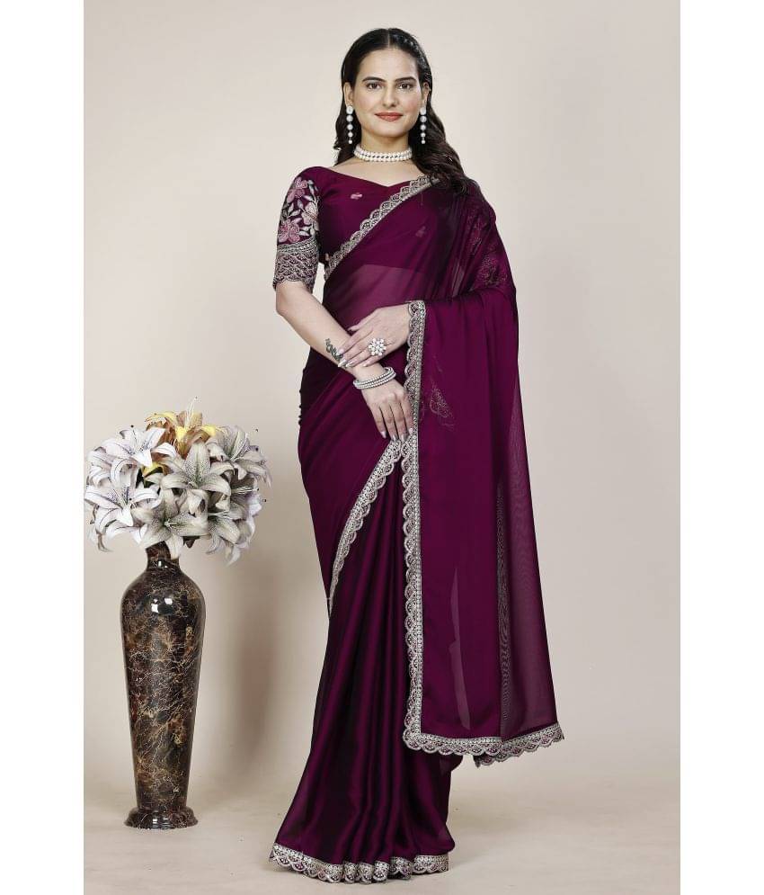 Gullak Chiffon Embroidered Saree With Unstitched Blouse Piece ( Purple ) Gullak Chiffon Embroidered Saree With Unstitched Blouse Piece ( Purple )