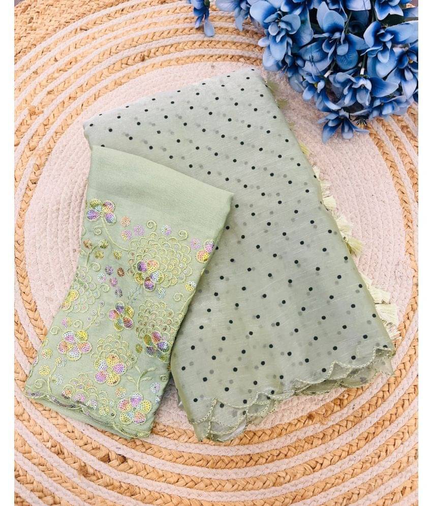 Gullak Crepe Embroidered Saree With Unstitched Blouse Piece ( Mint Green ) Gullak Crepe Embroidered Saree With Unstitched Blouse Piece ( Mint Green )