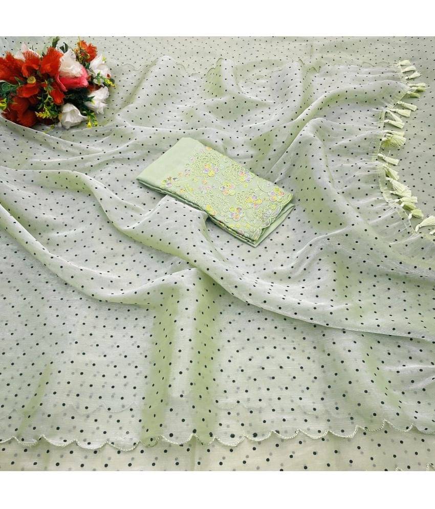 Gullak Crepe Embroidered Saree With Unstitched Blouse Piece ( Mint Green ) Gullak Crepe Embroidered Saree With Unstitched Blouse Piece ( Mint Green )