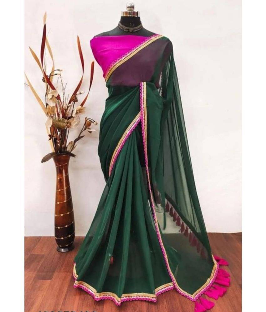 Gullak Georgette Embellished Saree With Unstitched Blouse Piece ( Green ) Gullak Georgette Embellished Saree With Unstitched Blouse Piece ( Green )