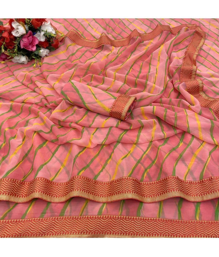 Gullak Georgette Printed Saree With Unstitched Blouse Piece ( Rust ) - Sarees | Buy online on ZillyBuy