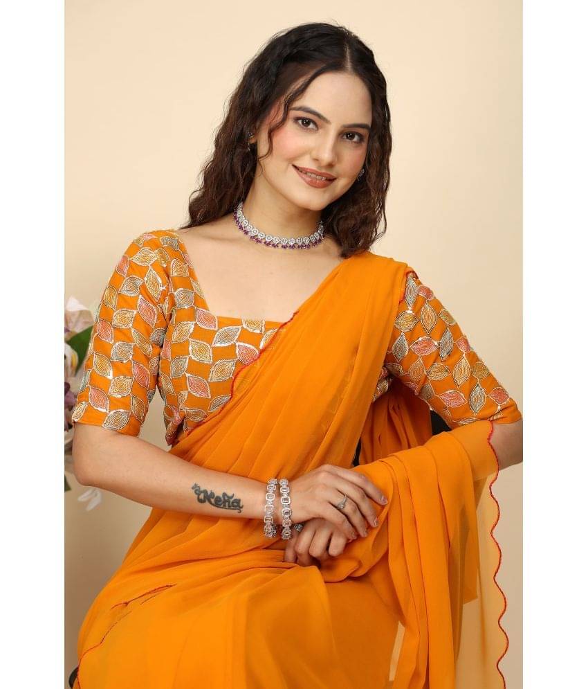 Gullak Georgette Printed Saree With Unstitched Blouse Piece ( Yellow ) Gullak Georgette Printed Saree With Unstitched Blouse Piece ( Yellow )