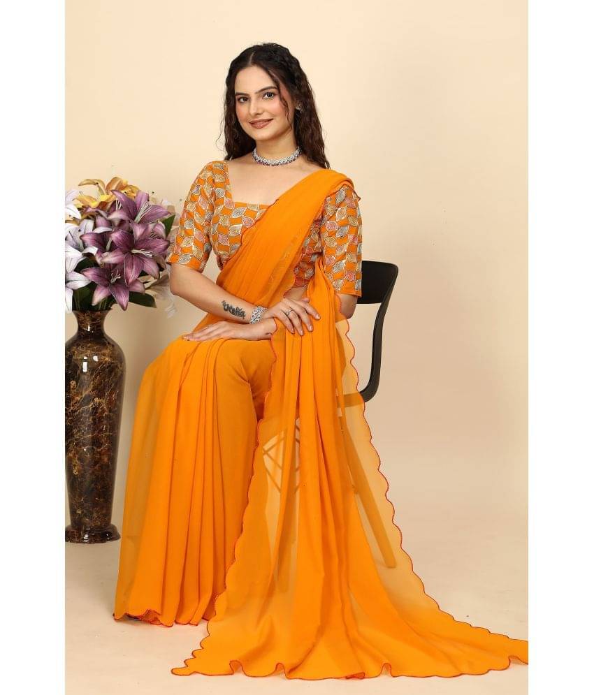 Gullak Georgette Printed Saree With Unstitched Blouse Piece ( Yellow ) Gullak Georgette Printed Saree With Unstitched Blouse Piece ( Yellow )