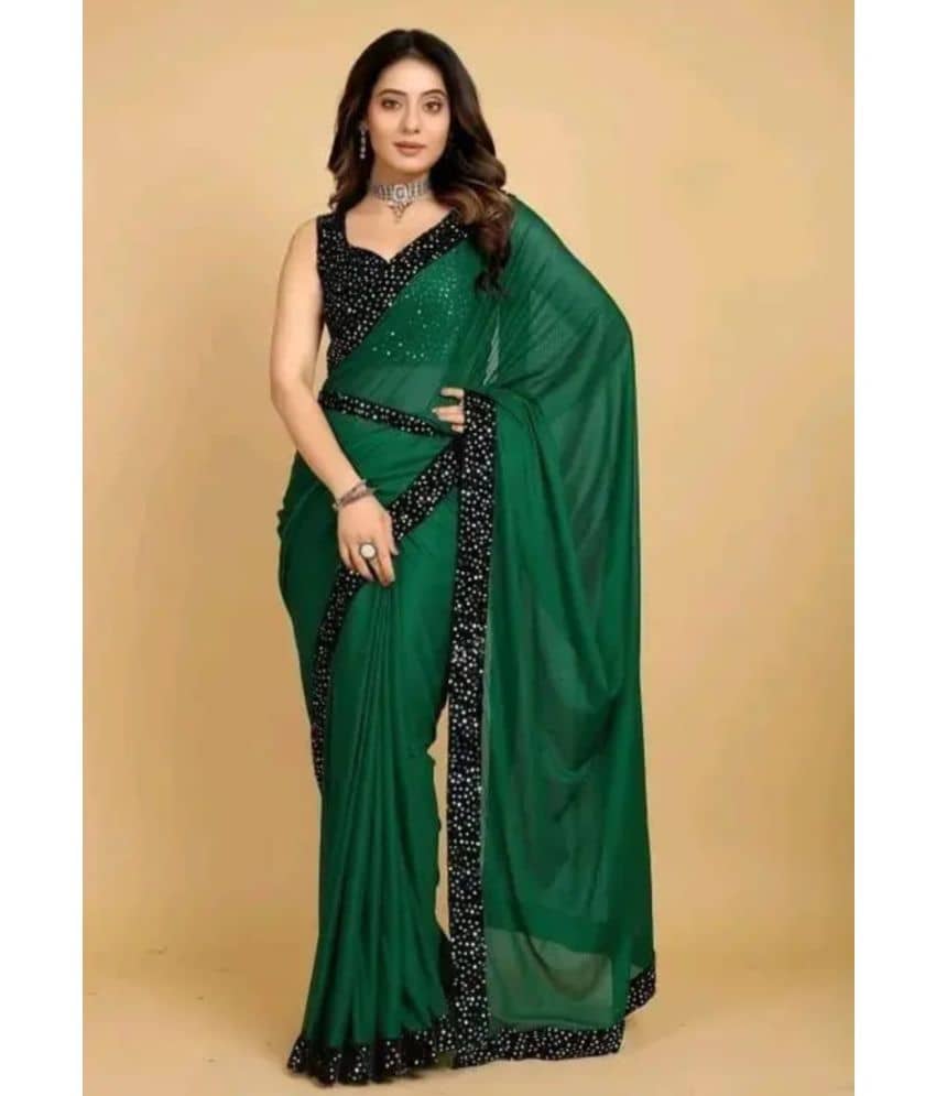 Gullak Lycra Dyed Saree With Unstitched Blouse Piece ( Green )