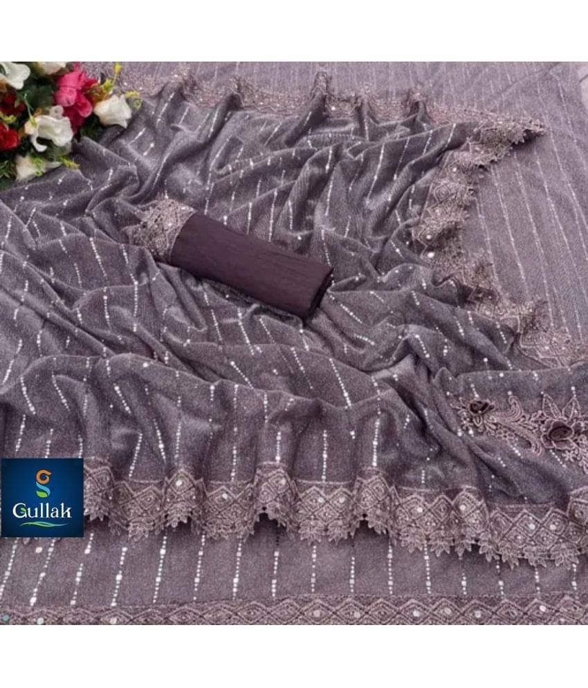 Gullak Lycra Embellished Saree With Unstitched Blouse Piece ( Purple ) Gullak Lycra Embellished Saree With Unstitched Blouse Piece ( Purple )