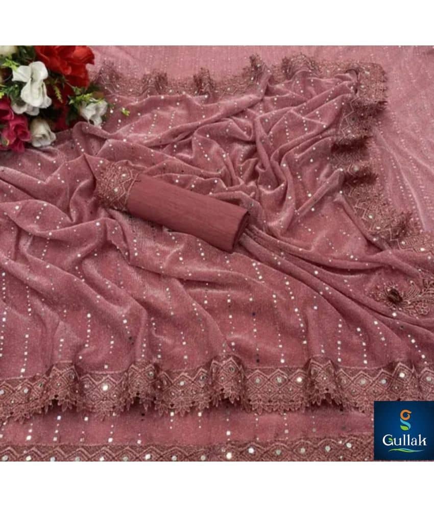 Gullak Lycra Embellished Saree With Unstitched Blouse Piece ( Pink ) - Sarees | Buy online on ZillyBuy
