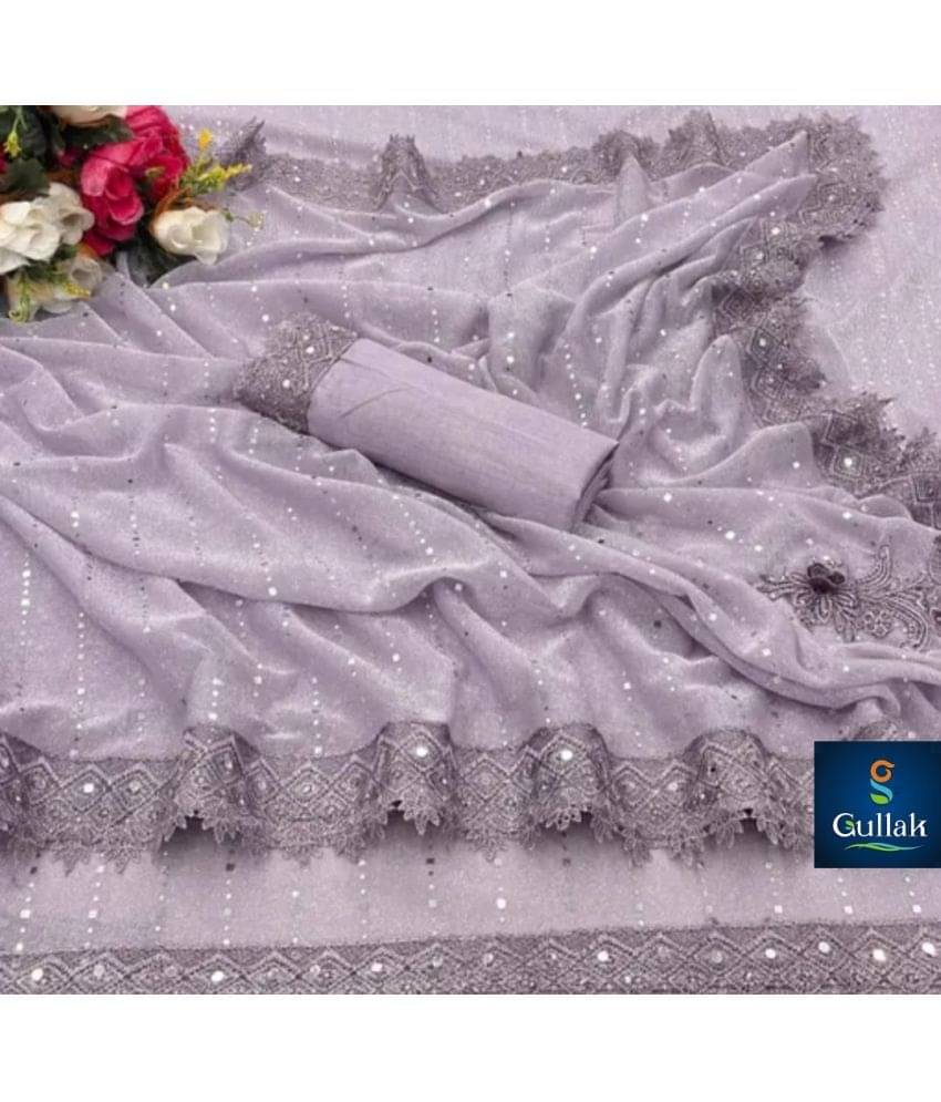 Gullak Lycra Embellished Saree With Unstitched Blouse Piece ( Purple ) Gullak Lycra Embellished Saree With Unstitched Blouse Piece ( Purple )