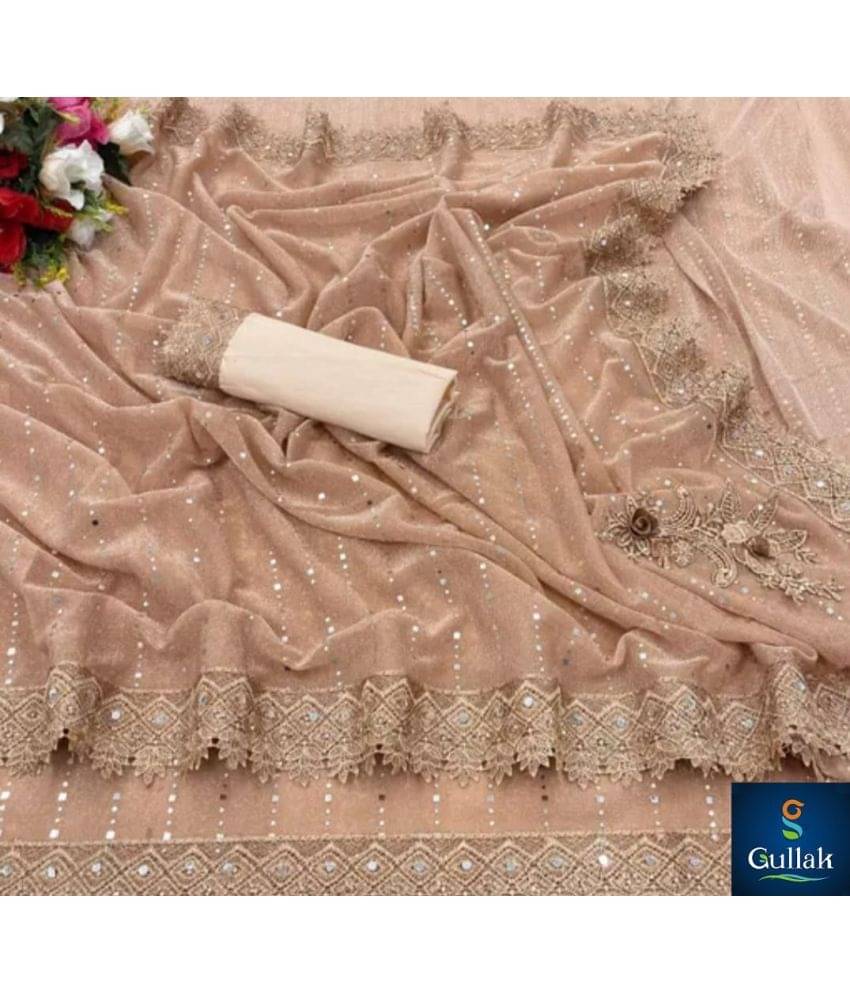 Gullak Lycra Embellished Saree With Unstitched Blouse Piece ( Orange ) Gullak Lycra Embellished Saree With Unstitched Blouse Piece ( Orange )