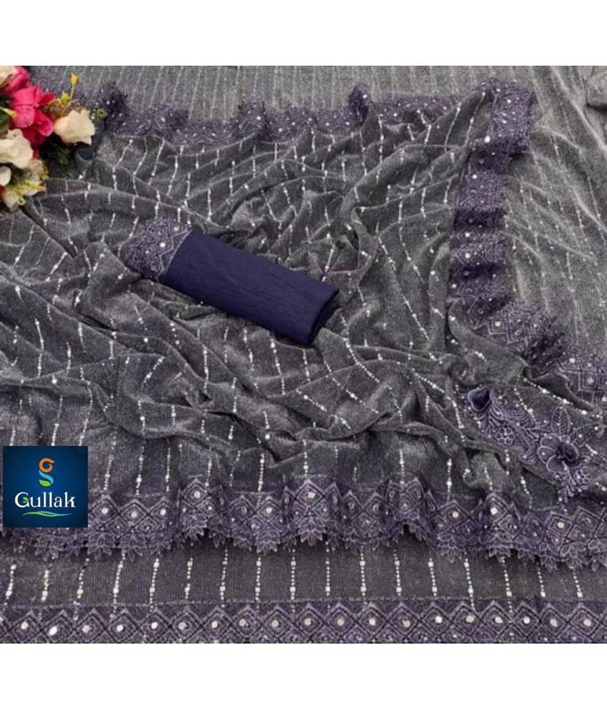 Gullak Lycra Embellished Saree With Unstitched Blouse Piece ( Purple ) Gullak Lycra Embellished Saree With Unstitched Blouse Piece ( Purple )