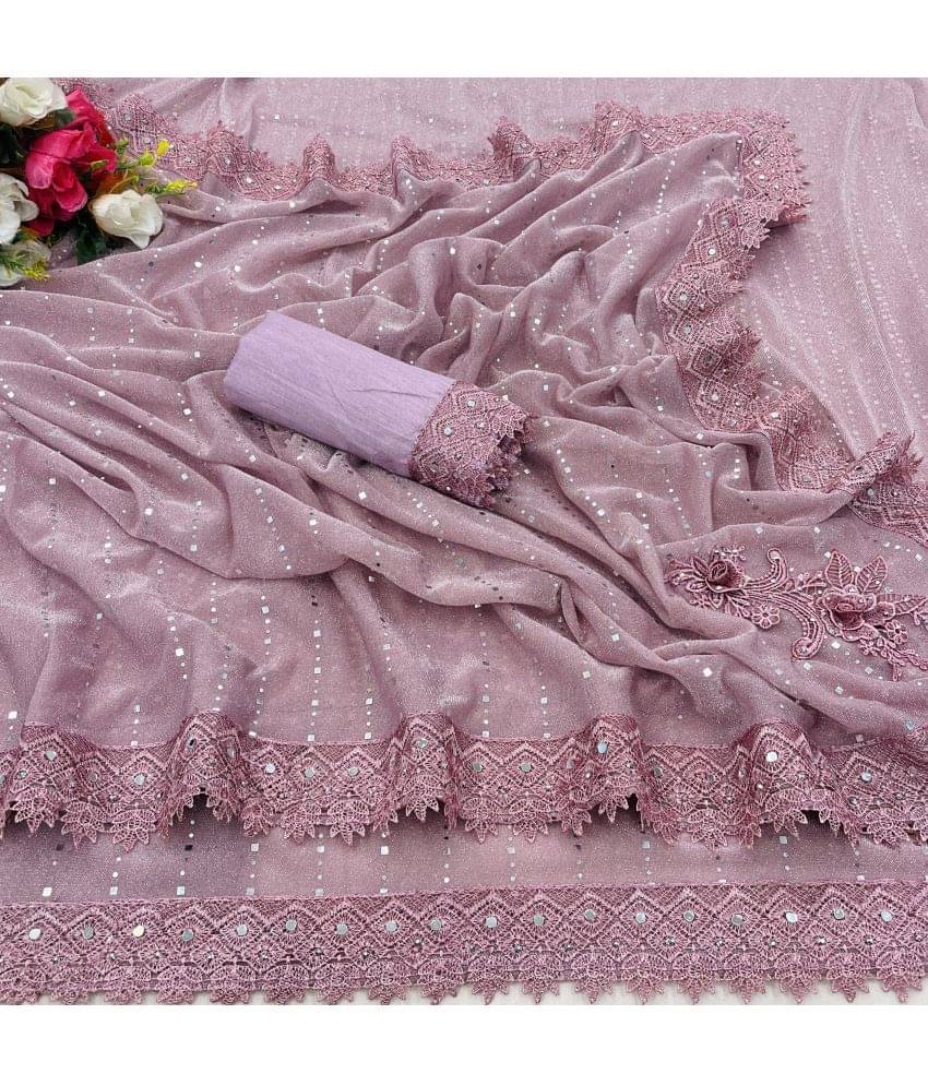     			Gullak Lycra Printed Saree With Unstitched Blouse Piece ( Pink )