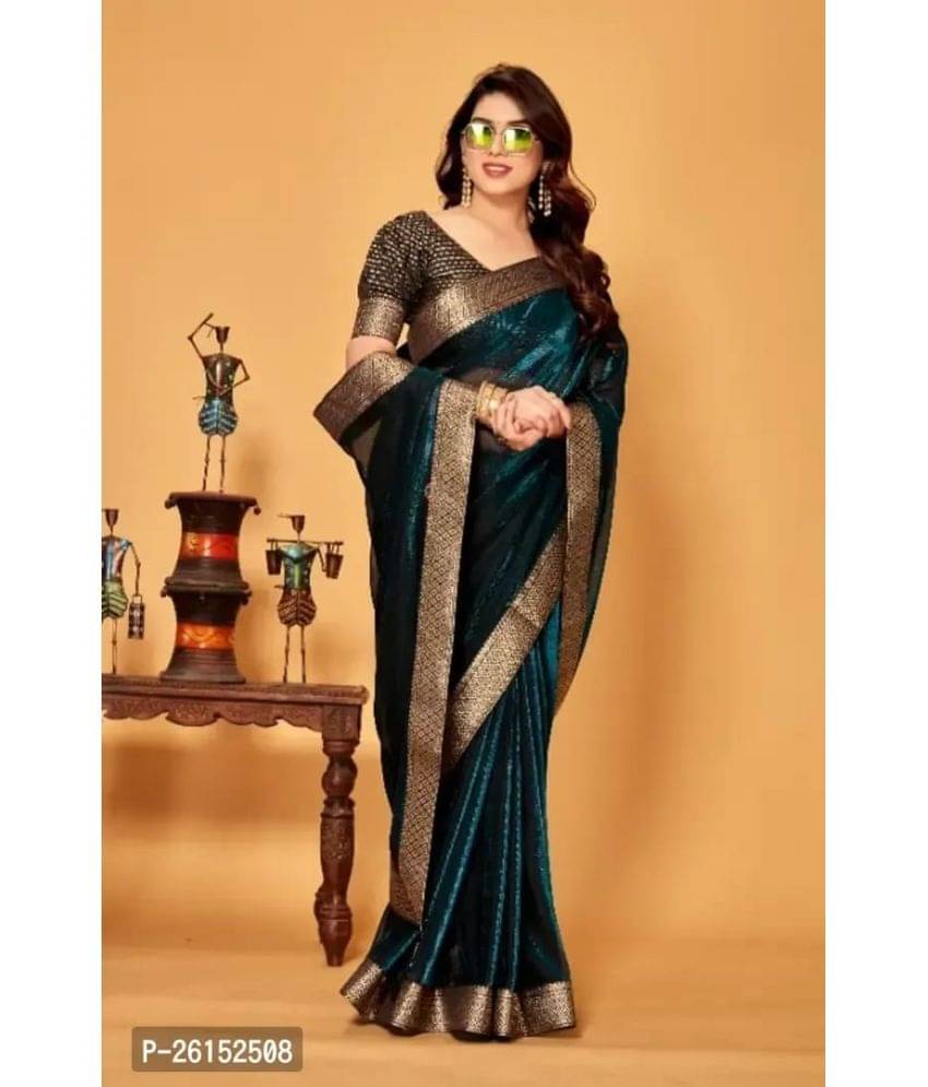 Gullak Lycra Printed Saree With Unstitched Blouse Piece ( Green ) Gullak Lycra Printed Saree With Unstitched Blouse Piece ( Green )