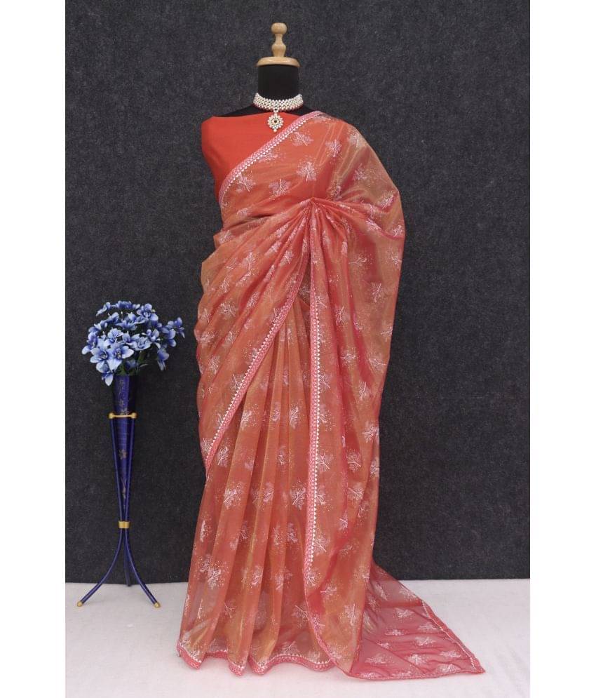 Gullak Net Dyed Saree With Unstitched Blouse Piece ( Red ) Gullak Net Dyed Saree With Unstitched Blouse Piece ( Red )