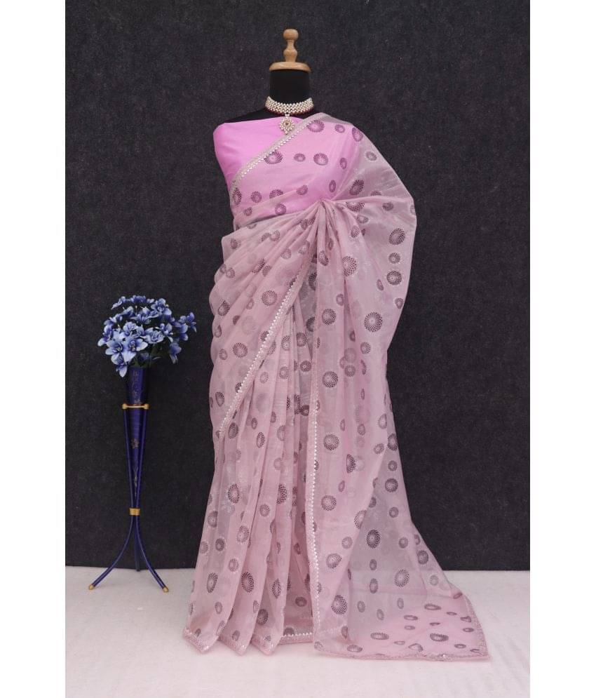     			Gullak Net Dyed Saree With Unstitched Blouse Piece ( Pink )
