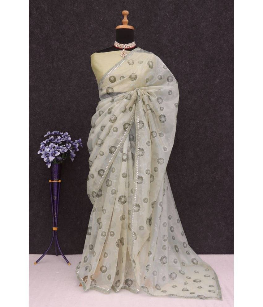     			Gullak Net Dyed Saree With Unstitched Blouse Piece ( Mint Green )