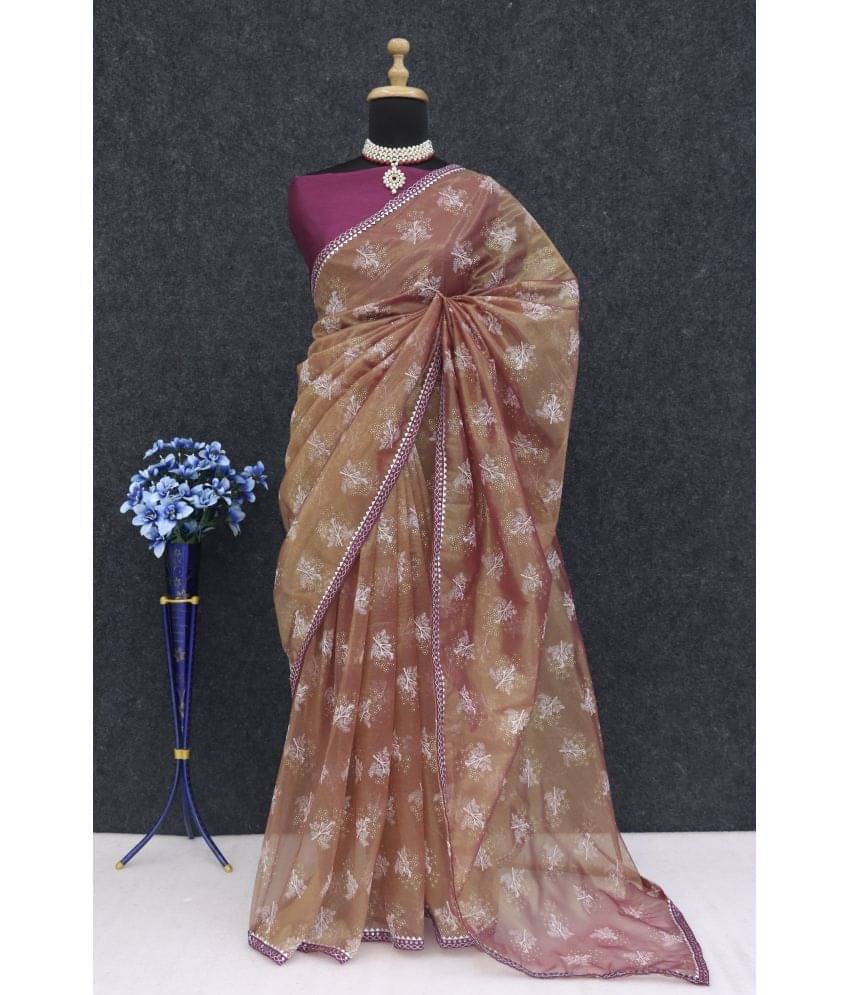 Gullak Net Dyed Saree With Unstitched Blouse Piece ( Purple ) Gullak Net Dyed Saree With Unstitched Blouse Piece ( Purple )