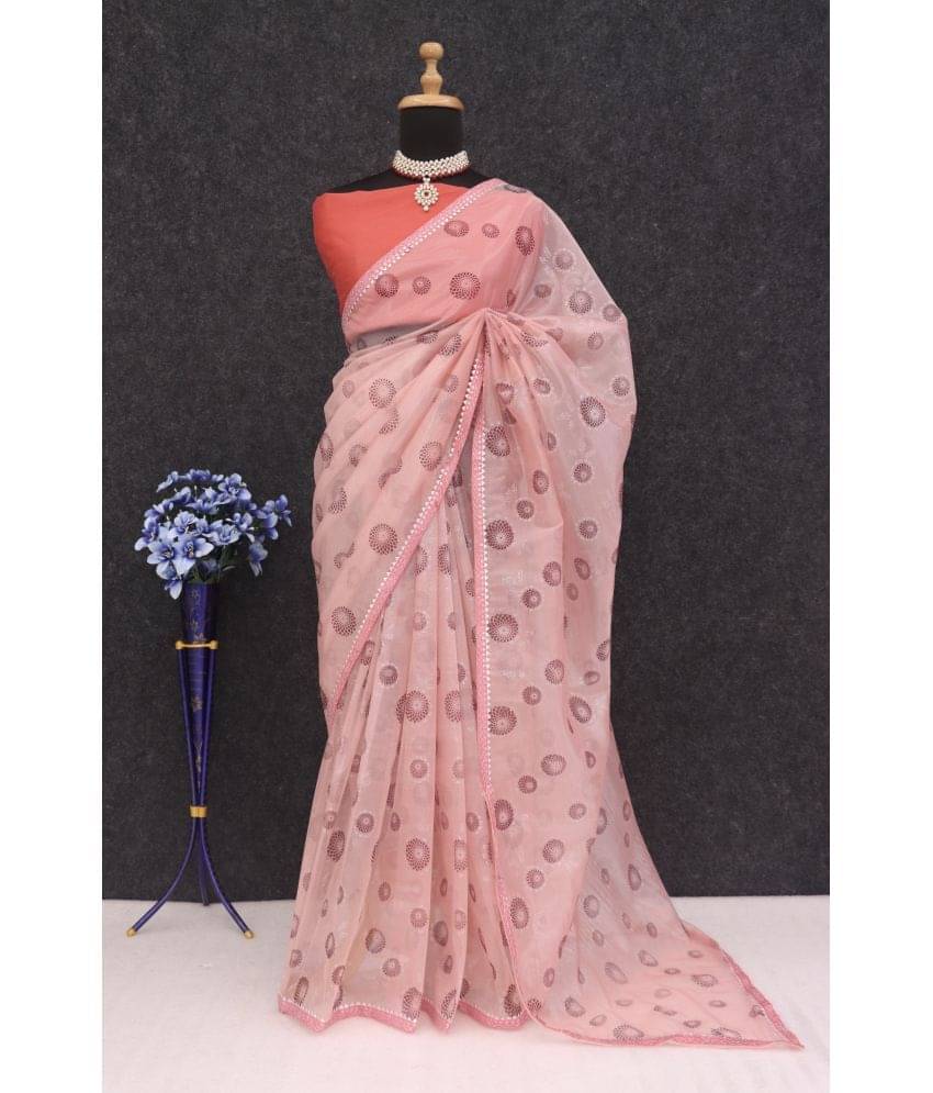 Gullak Net Dyed Saree With Unstitched Blouse Piece ( Pink ) Gullak Net Dyed Saree With Unstitched Blouse Piece ( Pink )