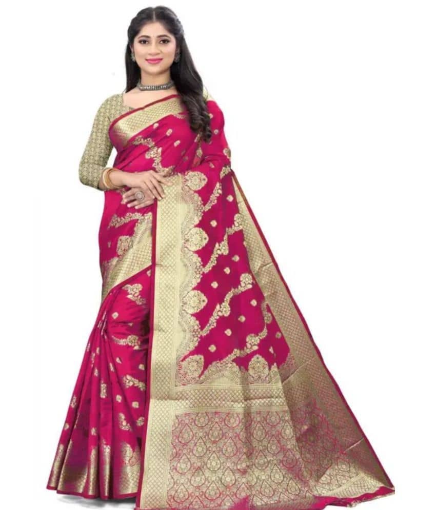 Gullak Organza Embellished Saree With Unstitched Blouse Piece ( Pink )