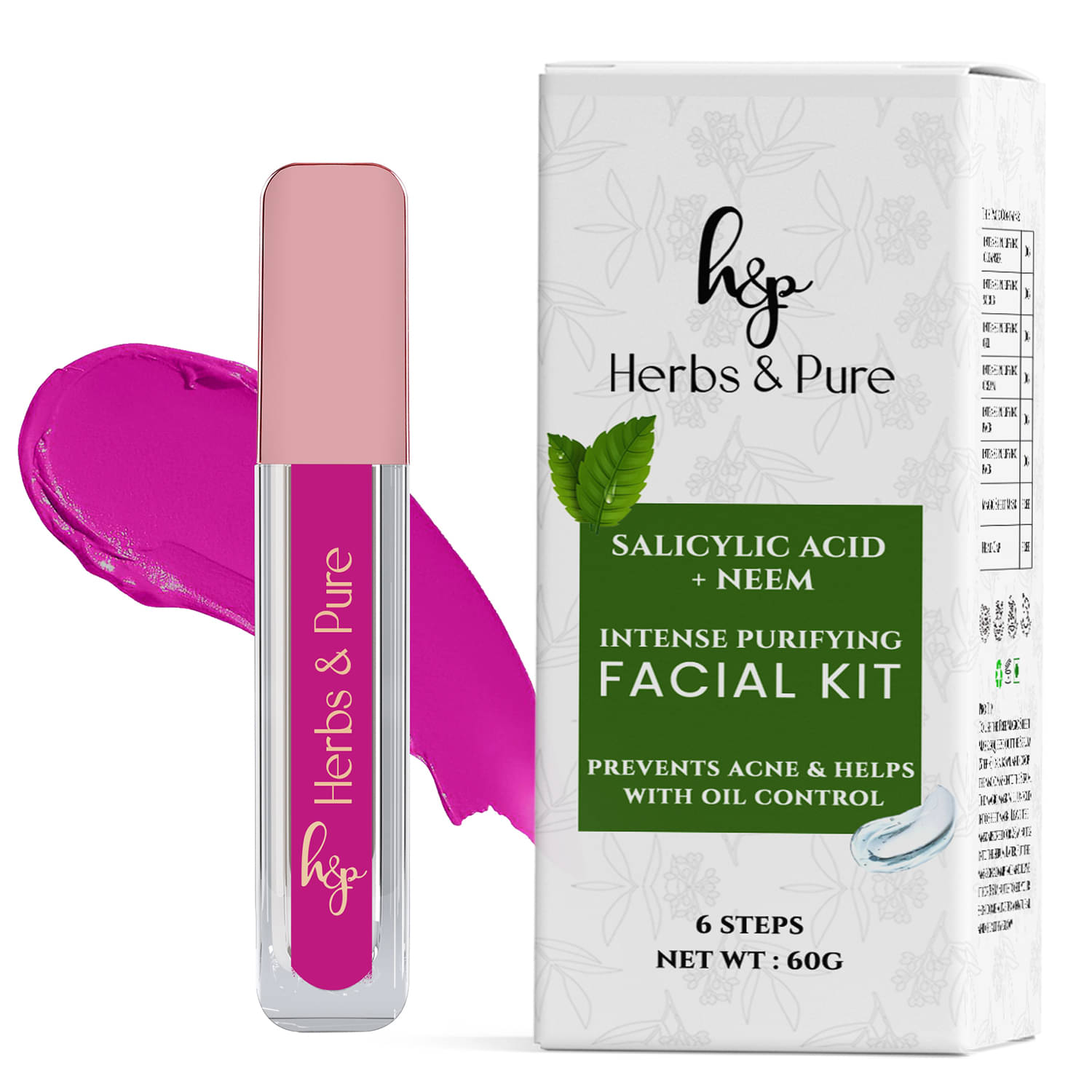     			Herbs and Pure Neem Facial Kit & Full Coverage, Matte Liquid Lipstick- Pink Charm, Set of 2, 66g)