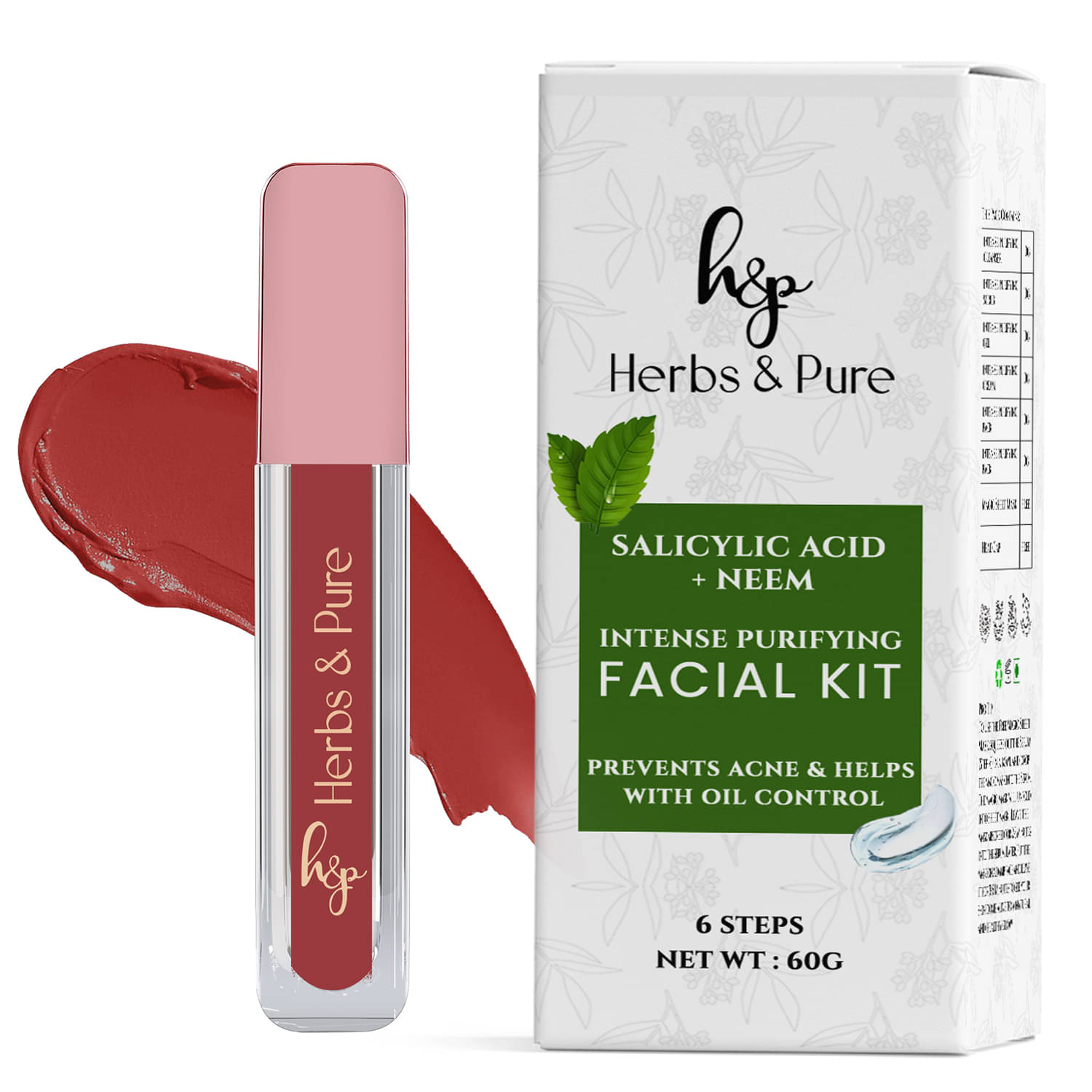 Herbs and Pure Neem Facial Kit & Non-Transfer, Nude Liquid Lipstick- Peachy Nude, Set of 2, 66g) Herbs and Pure Neem Facial Kit & Non-Transfer, Nude Liquid Lipstick- Peachy Nude, Set of 2, 66g)