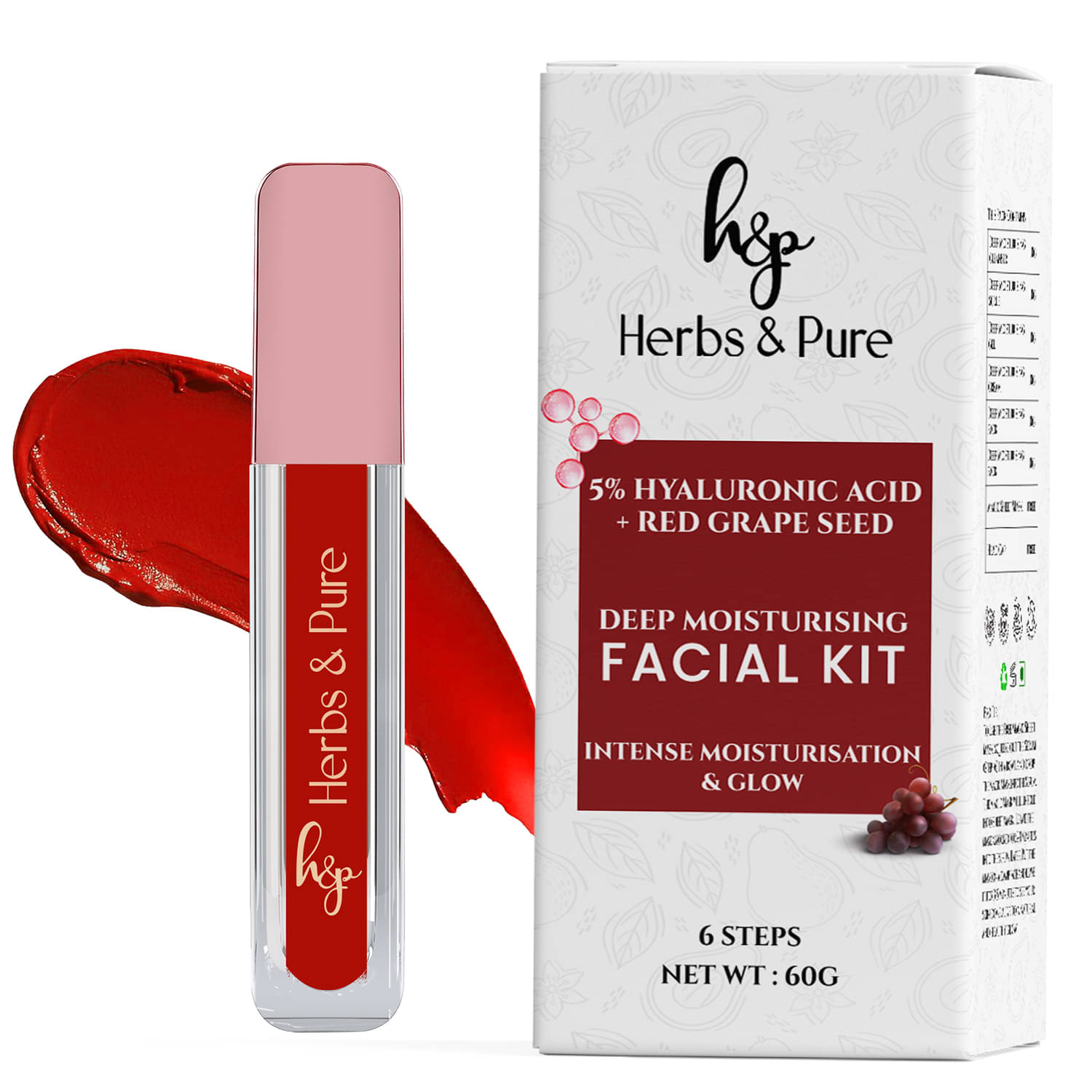 Herbs and Pure Red Grapes Facial Kit & Long Lasting Liquid Lipstick- Rose Desire, Set of 2 , 66g) Herbs and Pure Red Grapes Facial Kit & Long Lasting Liquid Lipstick- Rose Desire, Set of 2 , 66g)