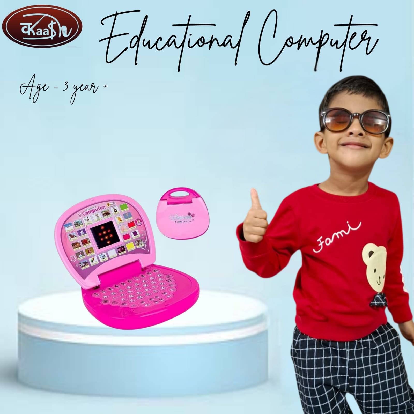     			Kaash collections Educational Laptop Toy with Led Light Music Effect Number Alphabet Charts Learning Toy Return Gift