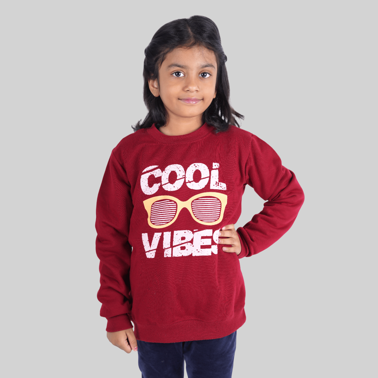     			Kidzee Kingdom Pack of 1 Girls Cotton Sweatshirt ( Maroon )