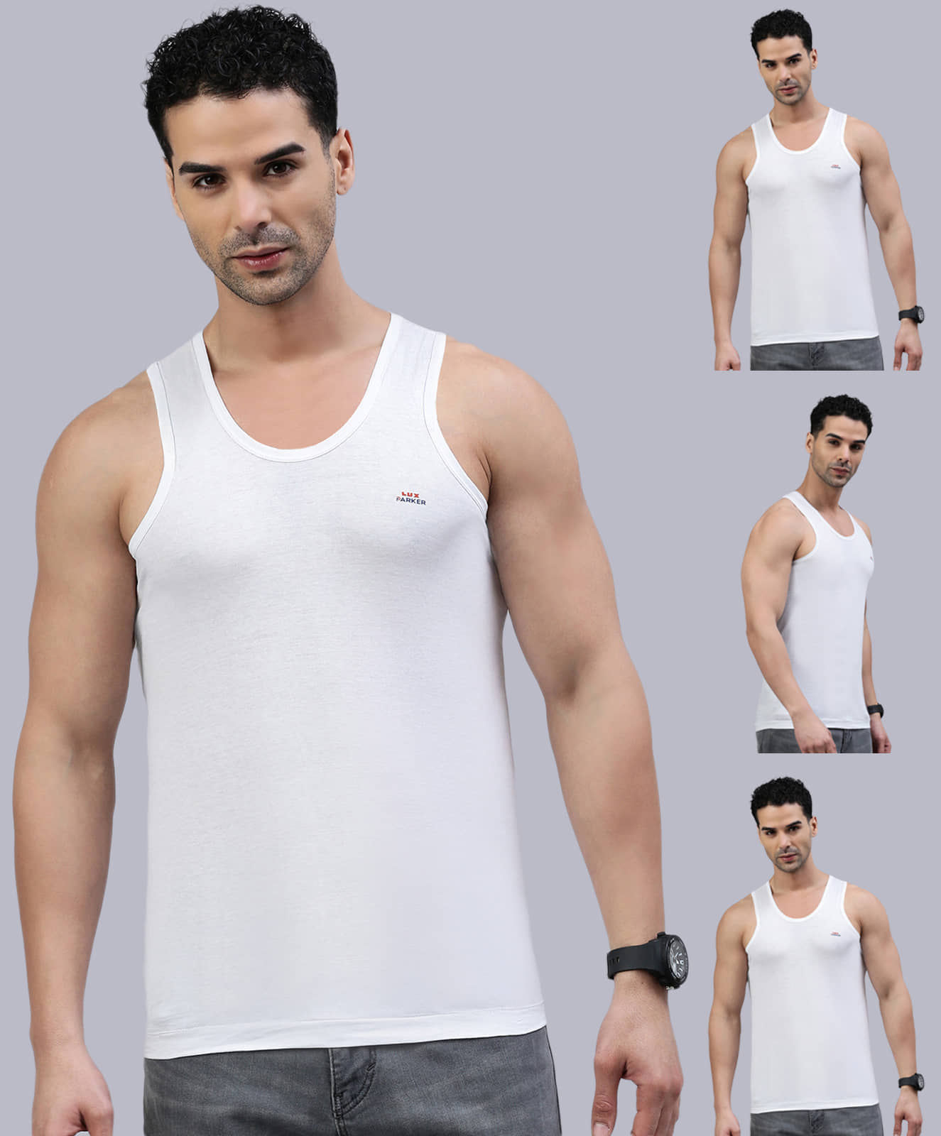 LUX PARKER Pack of 4 Cotton Basic Vest For Men ( White ) - Nightwear & Loungewear | Buy online on ZillyBuy