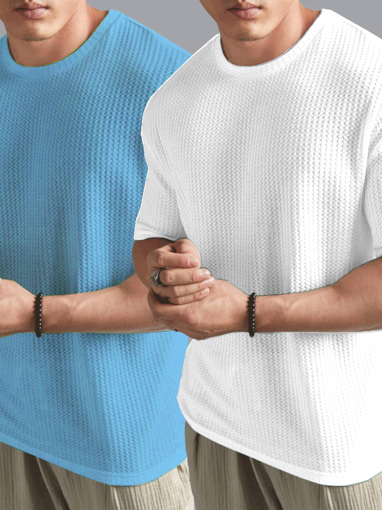     			Merriment Cotton Blend Regular Fit Self Design Half Sleeves Men's Round T-Shirt - White ( Pack of 2 )