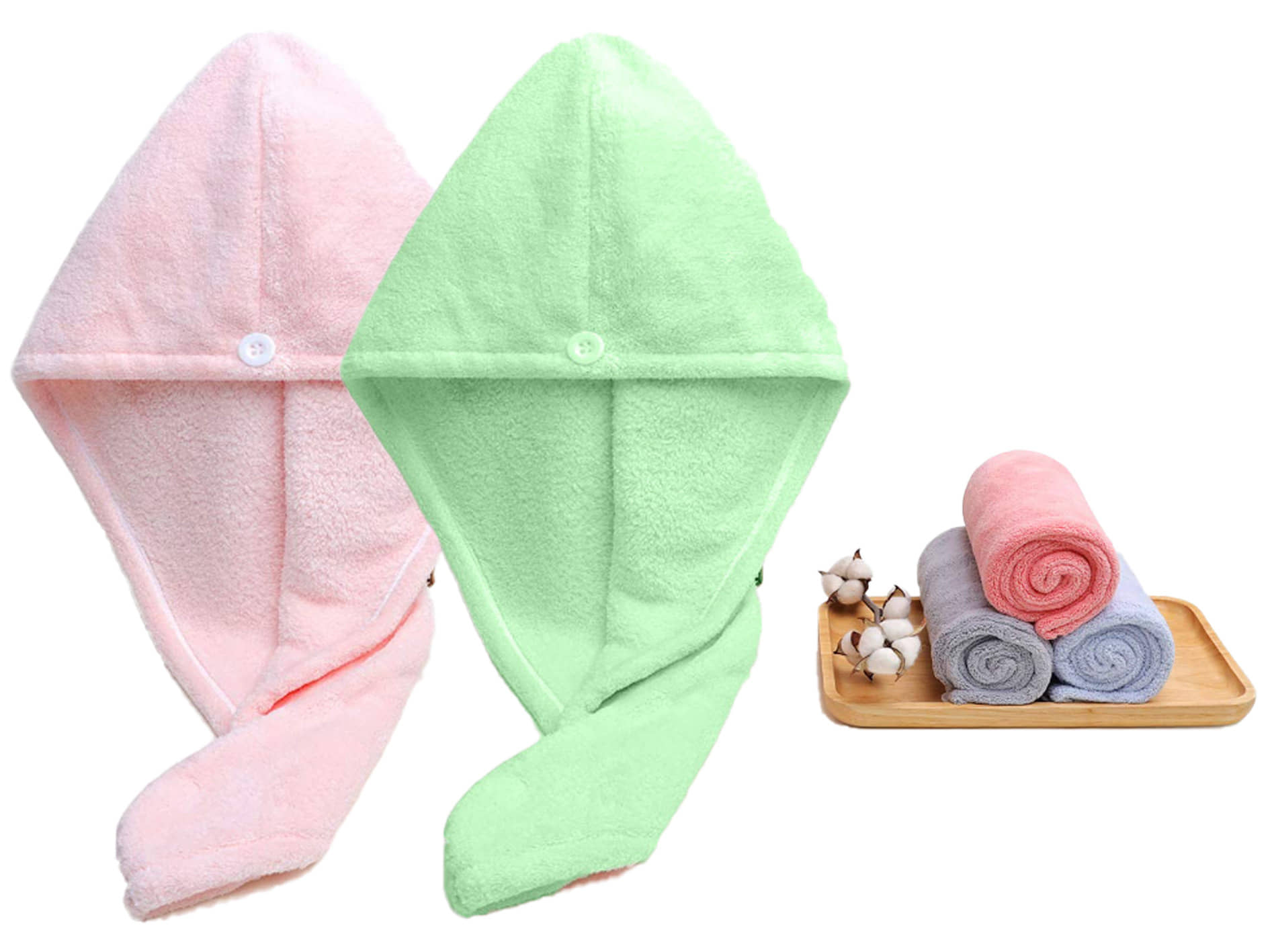 Midastra Pink Hair Towel Wrap ( Pack of 2 )